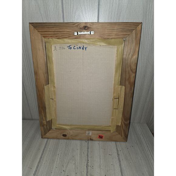 Vtg 60s Crewel Embroidery Pink Blue Flowers in a Vase Stitchery Framed 14" x 11" - Picture 5 of 5